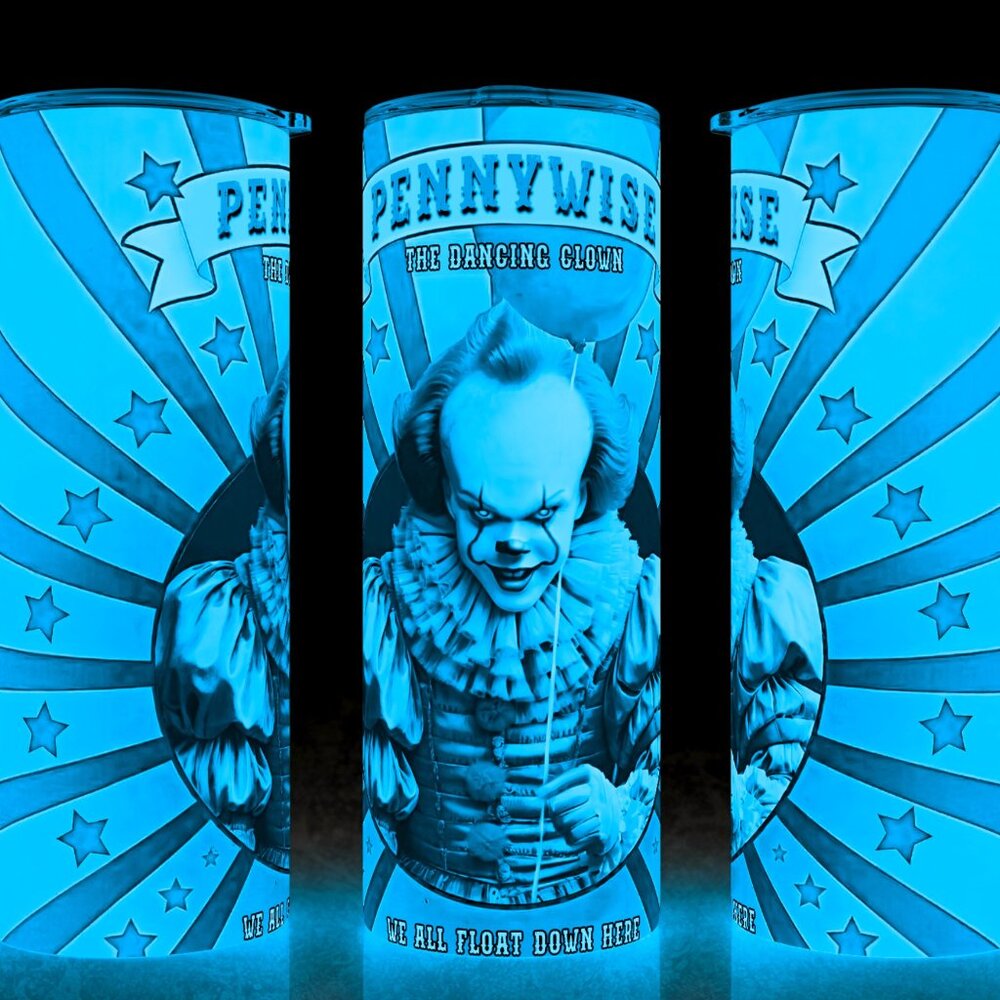 Glow in the Dark Pennywise IT Horror Movie Circus Marquee Cup Mug Tumbler